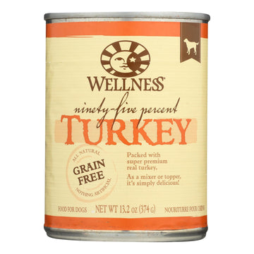 Wellness Pet Products Canned Dog Food - 95% Turkey - Case Of 12 - 13.2 Oz - Maras Green