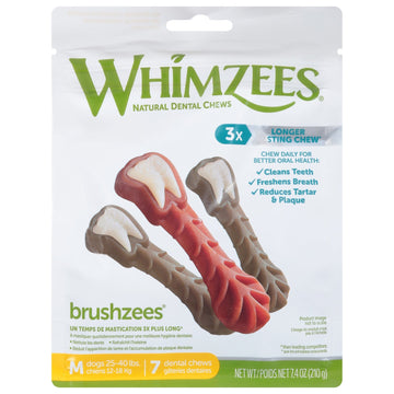 Whimzees - Dental Chew Medium 7 Ct - Case Of 4 - 7.4 Oz - Maras Green