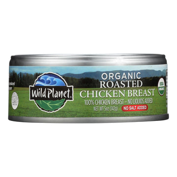 Wild Planet Organic Roasted Chicken Breast - No Salt Added - Case Of 12 - 5 Oz. - Maras Green