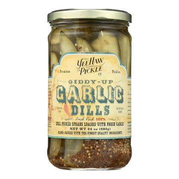Yee - haw Pickle Dills Pickle - Giddy Up Garlic - Case Of 6 - 24 Oz. - Maras Green