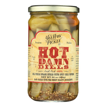 Yee - haw Pickle Dills Pickle - Hot Damn - Case Of 6 - 24 Oz. - Maras Green