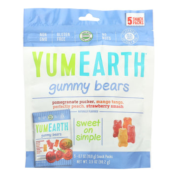 Yumearth Organics Organic Gummy Bear - Snack - Case Of 12 - 0.7 Oz. - Maras Green