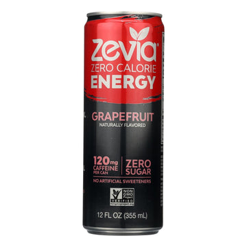 Zevia Zero Calorie Energy Drink - Grapefruit - Case Of 12 - 12 Fl Oz - Maras Green