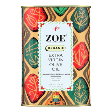 Zoe - Organic Extra Virgin Olive Oil - Case Of 6 - 25.5 Fl Oz. - Maras Green